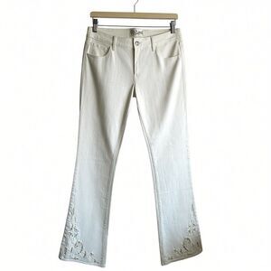 Vintage Seafarer Drake Jeans Sz 31 White Flared Eyelet Embroidered Italy Made